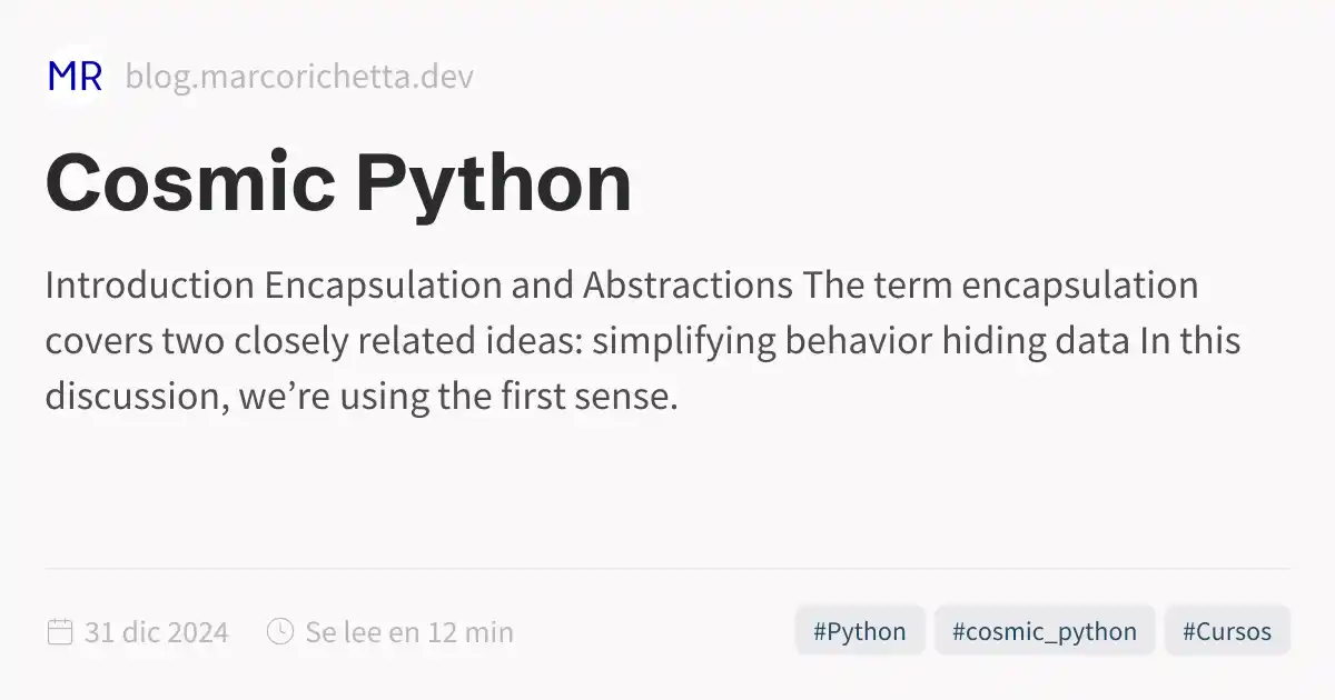 Cosmic Python Book Cosmic Python